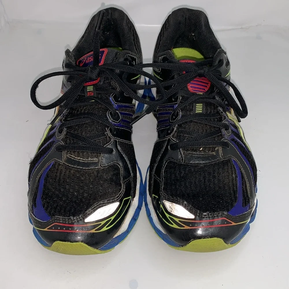 ASICS Black and Blue Athletic Shoes GEL Nimbus 15 FluidFit - Picture 2 of 15